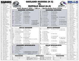 Oakland Raiders (9-2) Buffalo Bills (6-5)