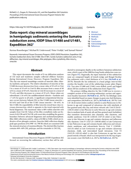 Clay Mineral Assemblages in Hemipelagic Sediments Entering the Sumatra Subduction Zone, IODP Sites U1480 and U1481, Expedition 362