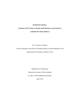 Variation in 18Th-Century Labrador Inuit Housing As Seen in House 3 at Double Mer Point