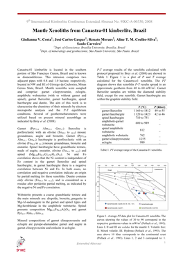 Mantle Xenoliths from Canastra-01 Kimberlite, Brazil