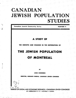 Canadian Jewish Population Studies
