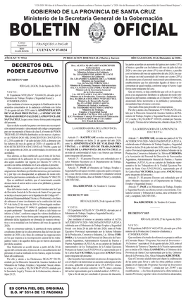 BOLETIN OFICIAL Correo Argentino FRANQUEO a PAGAR RIO GALLEGOS CUENTA Nº 07-0034