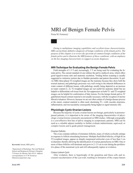 MRI of Benign Female Pelvis Fiona M