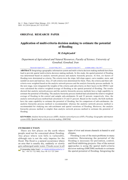 Application of Multi-Criteria Decision Making to Estimate the Potential of Flooding