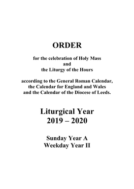 Liturgical Year 2019 – 2020