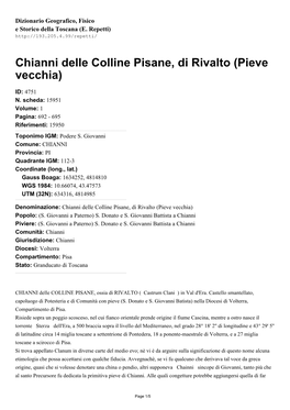 Chianni Delle Colline Pisane, Di Rivalto (Pieve Vecchia)