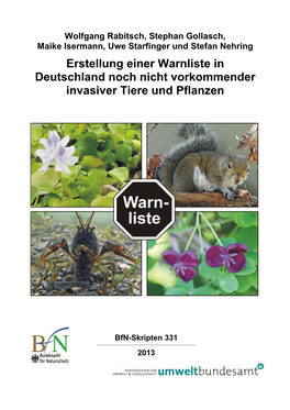Erstellung Einer Warnliste in Deutschland Noch Nicht Vorkommender Invasiver Tiere Und Pflanzen