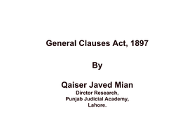 General Clauses Act, 1897