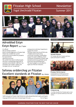 Fitzalan High School Newsletter Ysgol Uwchradd Fitzalan Summer 2017