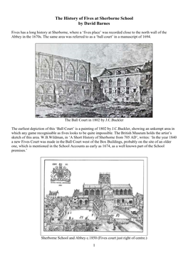 The History of Fives at Sherborne School by David Barnes