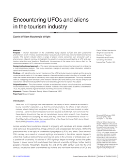 Encountering Ufos and Aliens in the Tourism Industry
