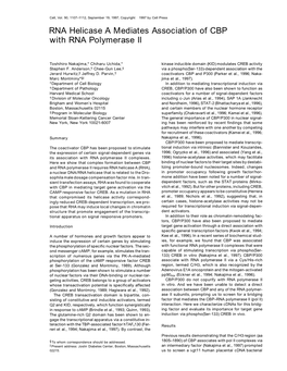 RNA Helicase a Mediates Association of CBP with RNA Polymerase II