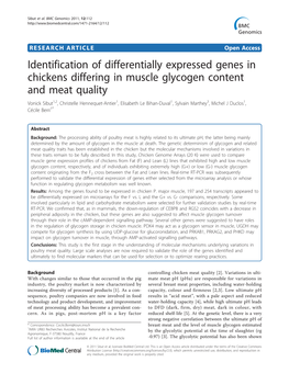 Identification of Differentially Expressed Genes in Chickens Differing in Muscle Glycogen Content and Meat Quality