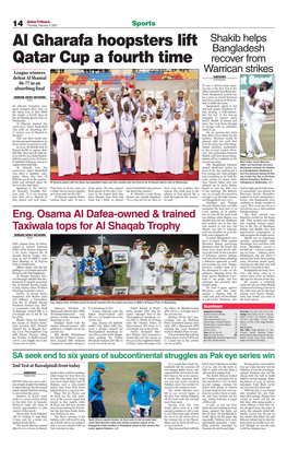 Al Gharafa Hoopsters Lift Qatar Cup a Fourth Time