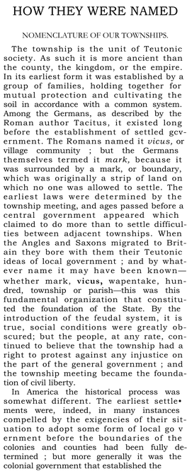 How They Were Named: Nomenclature of Our Townships / by Joseph H