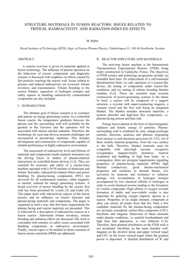 Structure Materials in Fusion Reactors: Issues Related to Tritium, Radioactivity and Radiation-Induced Effects