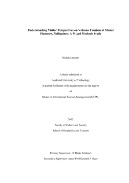 Understanding Visitor Perspectives on Volcano Tourism at Mount Pinatubo, Philippines: a Mixed Methods Study