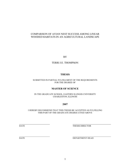 Comparison of Avian Nest Success Among Linear Wooded Habitats in an Agricultural Landscape