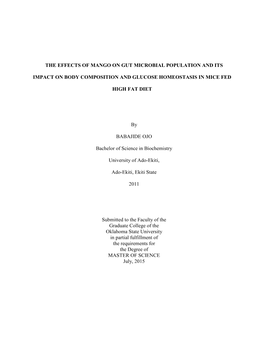 The Effects of Mango on Gut Microbial Population and Its