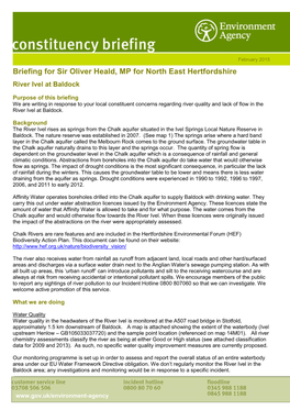 Briefing for Sir Oliver Heald, MP for North East Hertfordshire