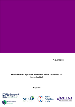 Environmental Legislation and Human Health – Guidance for Assessing Risk