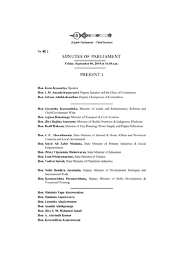 Minutes of Parliament Present