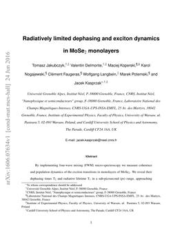 Radiatively Limited Dephasing and Exciton Dynamics in Mose $ 2