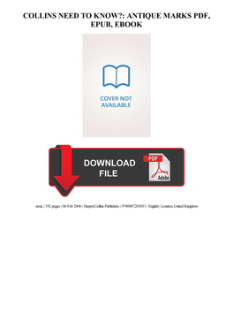 Ebook Download Collins Need to Know?: Antique Marks Ebook