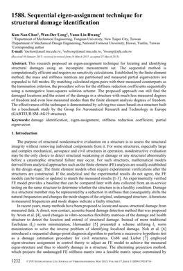 1588. Sequential Eigen-Assignment Technique for Structural Damage Identification