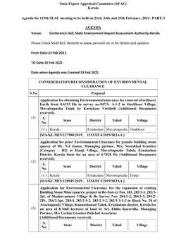 State Expert Appraisal Committee (SEAC) Kerala