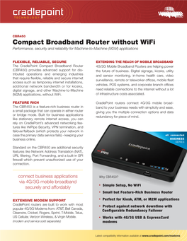 Compact Broadband Router Without Wifi Performance, Security and Reliability for Machine-To-Machine (M2M) Applications