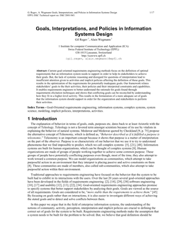 Goals, Constraints, and Policies in Information Systems Design