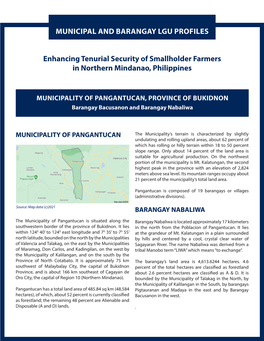 MUNICIPALITY of PANGANTUCAN, PROVINCE of BUKIDNON Barangay Bacusanon and Barangay Nabaliwa