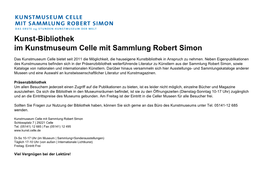 Kunst-Bibliothek Im Kunstmuseum Celle Mit Sammlung Robert Simon