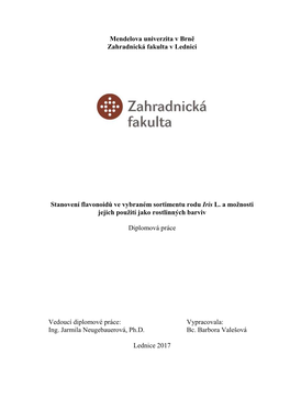 Mendelova Univerzita V Brně Zahradnická Fakulta V Lednici