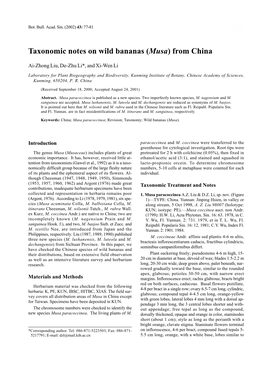 Taxonomic Notes on Wild Bananas (Musa) from China