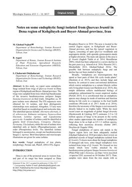 Notes on Some Endophytic Fungi Isolated from Quercus Brantii in Dena Region of Kohgiluyeh and Boyer-Ahmad Province, Iran