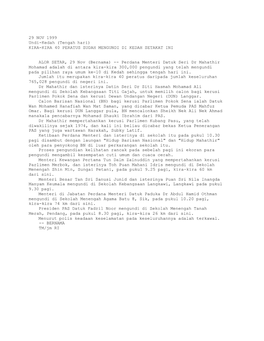 KIRA-KIRA 40 PERATUS SUDAH MENGUNDI DI KEDAH SETAKAT INI (Bernama 29/11/1999)