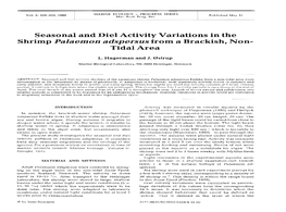 Seasonal and Diel Activity Variations in the Shrimp Palaemon Adspersus from a Brackish, Non- Tidal Area