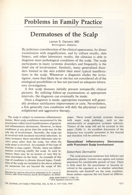 Problems in Family Practice Dermatoses of the Scalp Lamar S