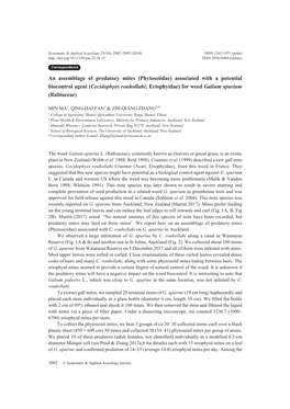 An Assemblage of Predatory Mites (Phytoseiidae) Associated with a Potential Biocontrol Agent (Cecidophyes Rouhollahi; Eriophyidae) for Weed Galium Spurium (Rubiaceae)