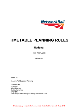 TIMETABLE PLANNING RULES National