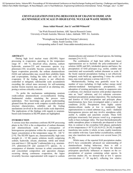 Crystallization Fouling Behaviour of Uranium Oxide and Alumnosilicate Scale in High Level Nuclear Waste Medium