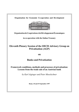 Eleventh Plenary Session of the OECD Advisory Group on Privatisation (AGP)