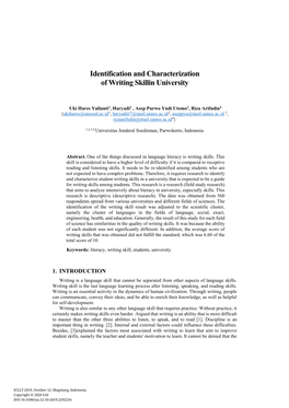 Identification and Characterization of Writing Skillin University