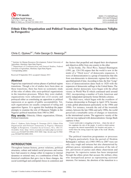 Ohanaeze Ndigbo in Perspective