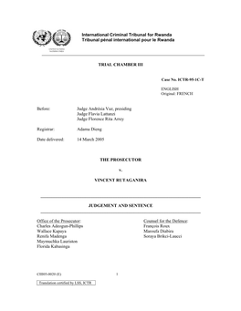 TRIAL CHAMBER III Before: Judge Andrésia Vaz, Presiding Judge Flavia Lattanzi Judge Florence Rita Arrey Registrar: Adama Dieng