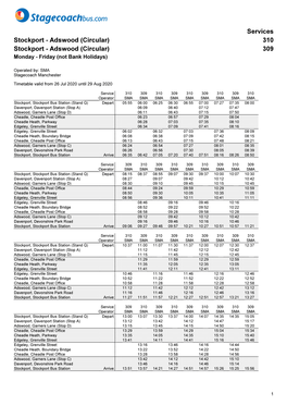 310 Stockport - Adswood (Circular) 309 Monday - Friday (Not Bank Holidays)