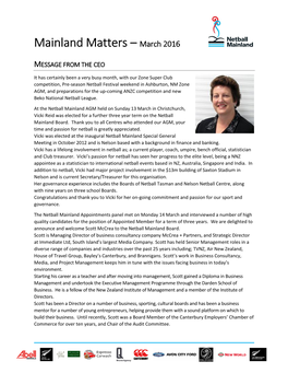 Mainland Matters – March 2016