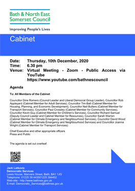 (Public Pack)Agenda Document for Cabinet, 10/12/2020 18:30
